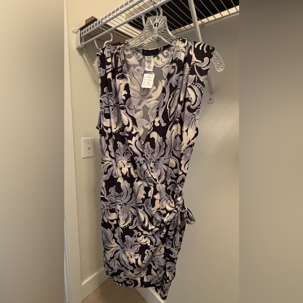 NWT Floral FAUX Wrap Dress in Blue Hues